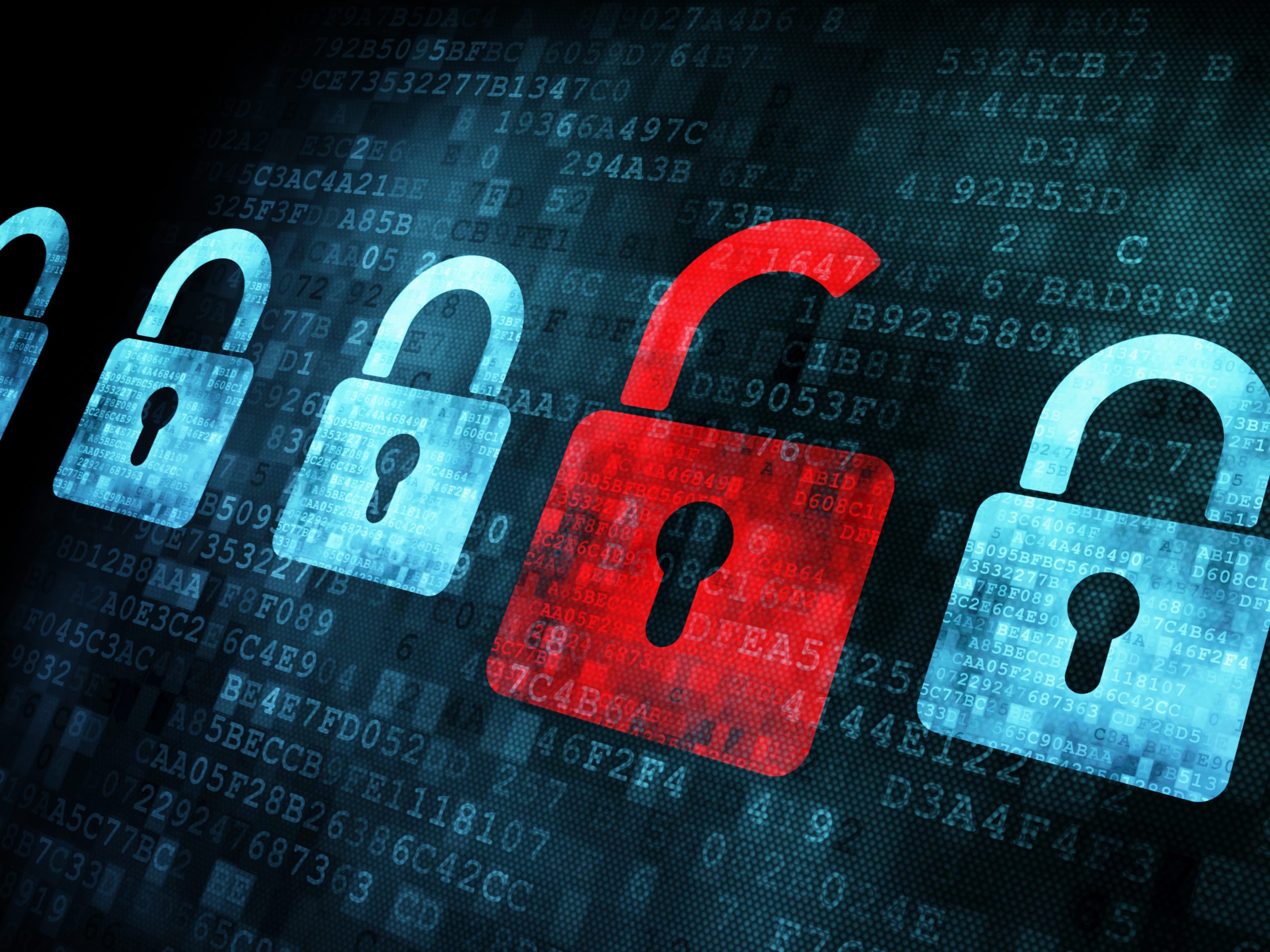 Blog - Security concept: Lock on digital screen
